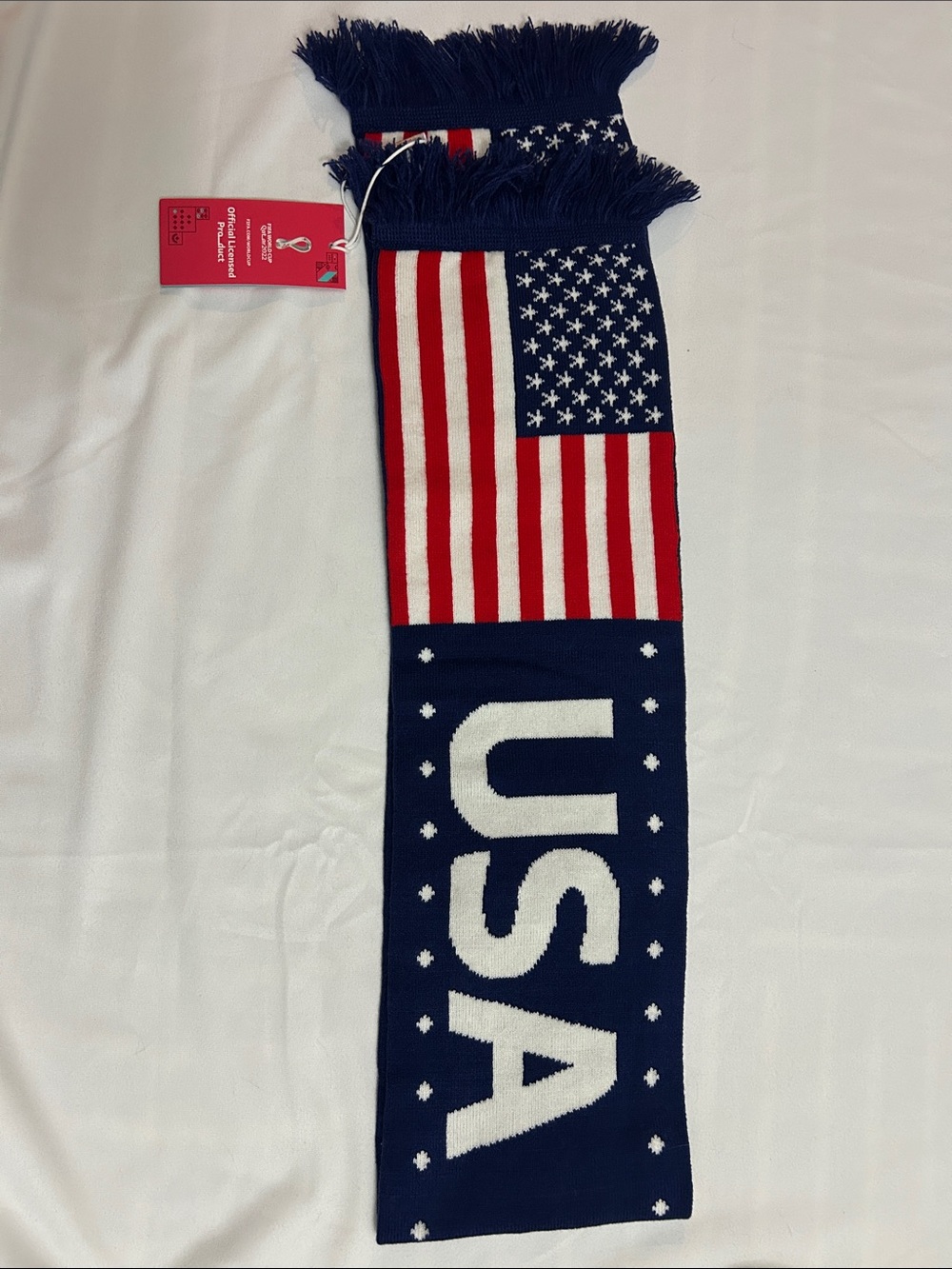 USA Flag FIFA World Cup Knit Scarf - Red, White & Blue 2022